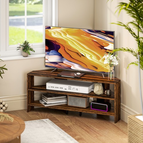 Rustic brown corner stand - tv,